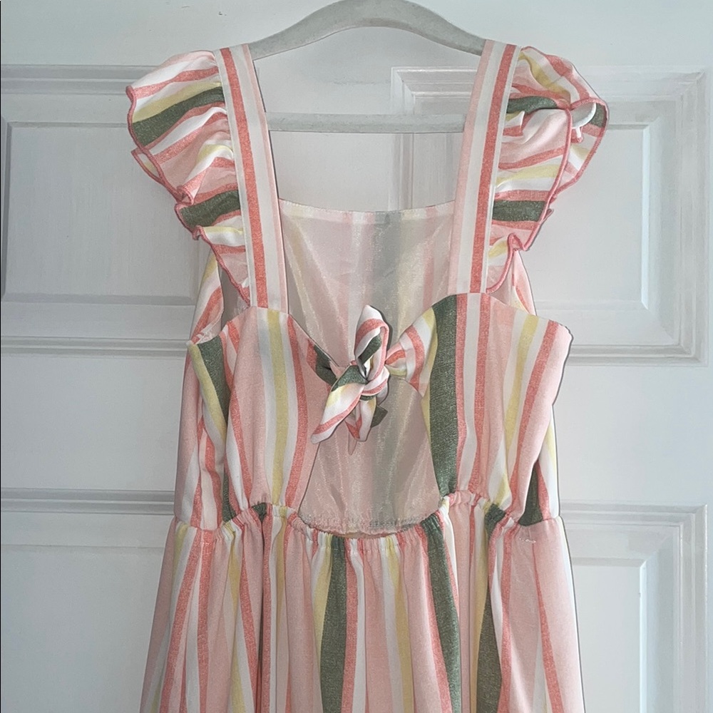 lilt Pink Striped Ruffle Shoulder Sundress - Picture 4 of 4
